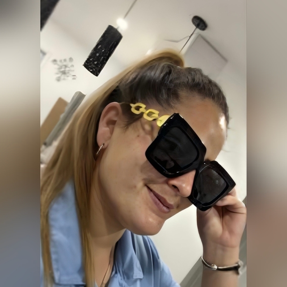 NEW Black Chain Fashion Sunglasses - Picture 11 of 12